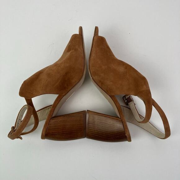 Louise Et Cie Sz 8 Kyvie Cinnamon Suede Sandals Ankle Straps Structured Heel - Picture 12 of 16